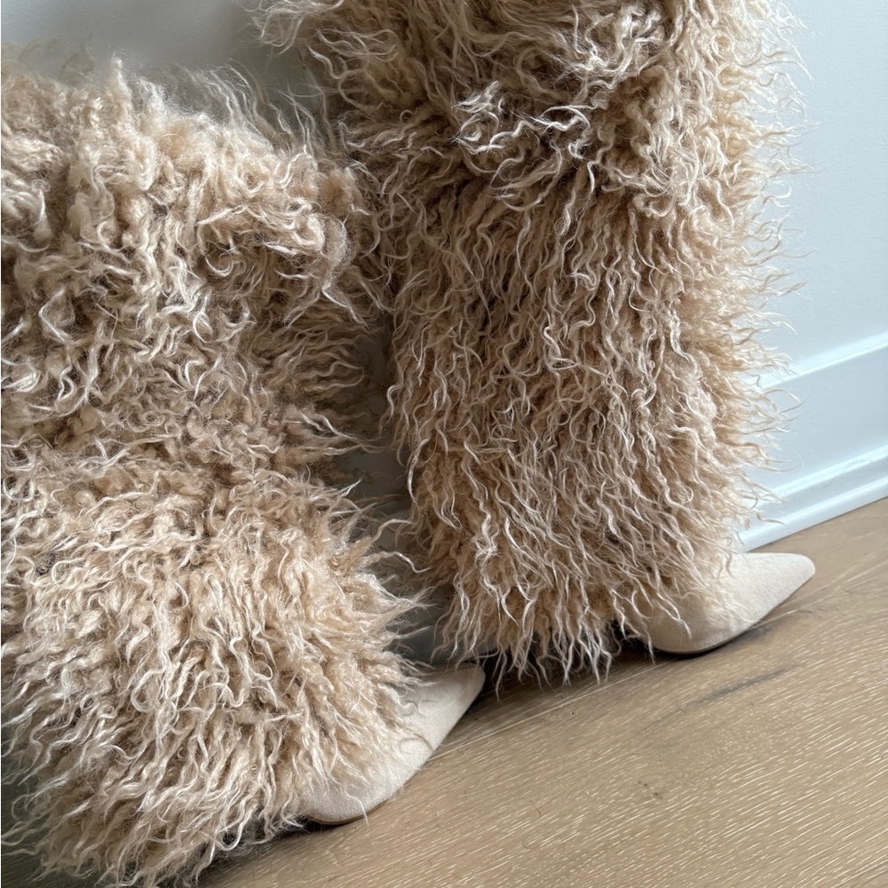 Faux Fur Tan Women's Boots - Picture 4 of 4